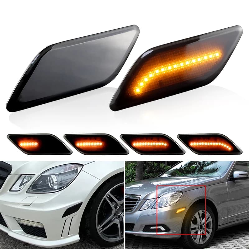 Per Benz W212 Classe E E300 E350 E550 E63 AMG Berlina Wagon 2010-2013 Paraurti anteriore dinamico LED Luci di posizione laterali Indicatori di direzione