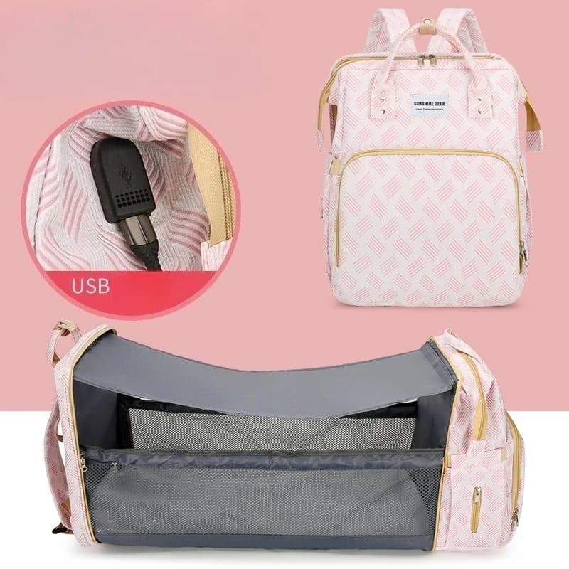 30*20*40cm Baby Diaper Bag with Stroller Hooks Portable Baby Crib Diaper Changing Pad Baby Carrier Bag for Activity Mom Backpack
