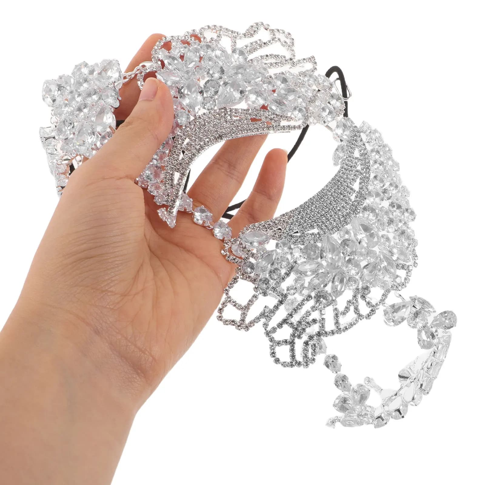 Rhinestone Masquerade Mask Elegant Bling Venetian Half Face Lightweight Prom Ball Halloween Mardi Gras Carnival Party Mask