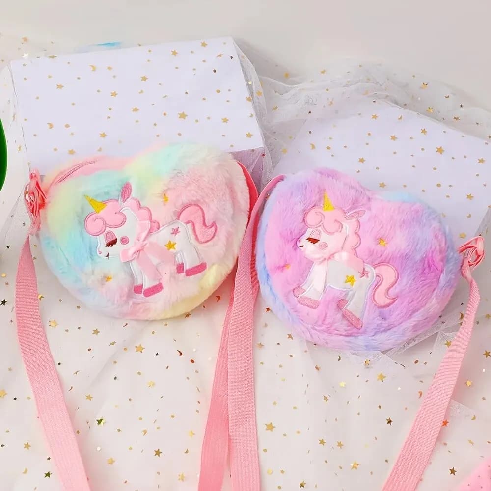Nice unicorn for girls Crossbody bag with heart shaped zipper in plush Shoulder bag Shoulder bag Shoulder bag Shoulder bag Shoulder bag Children gift Backpack