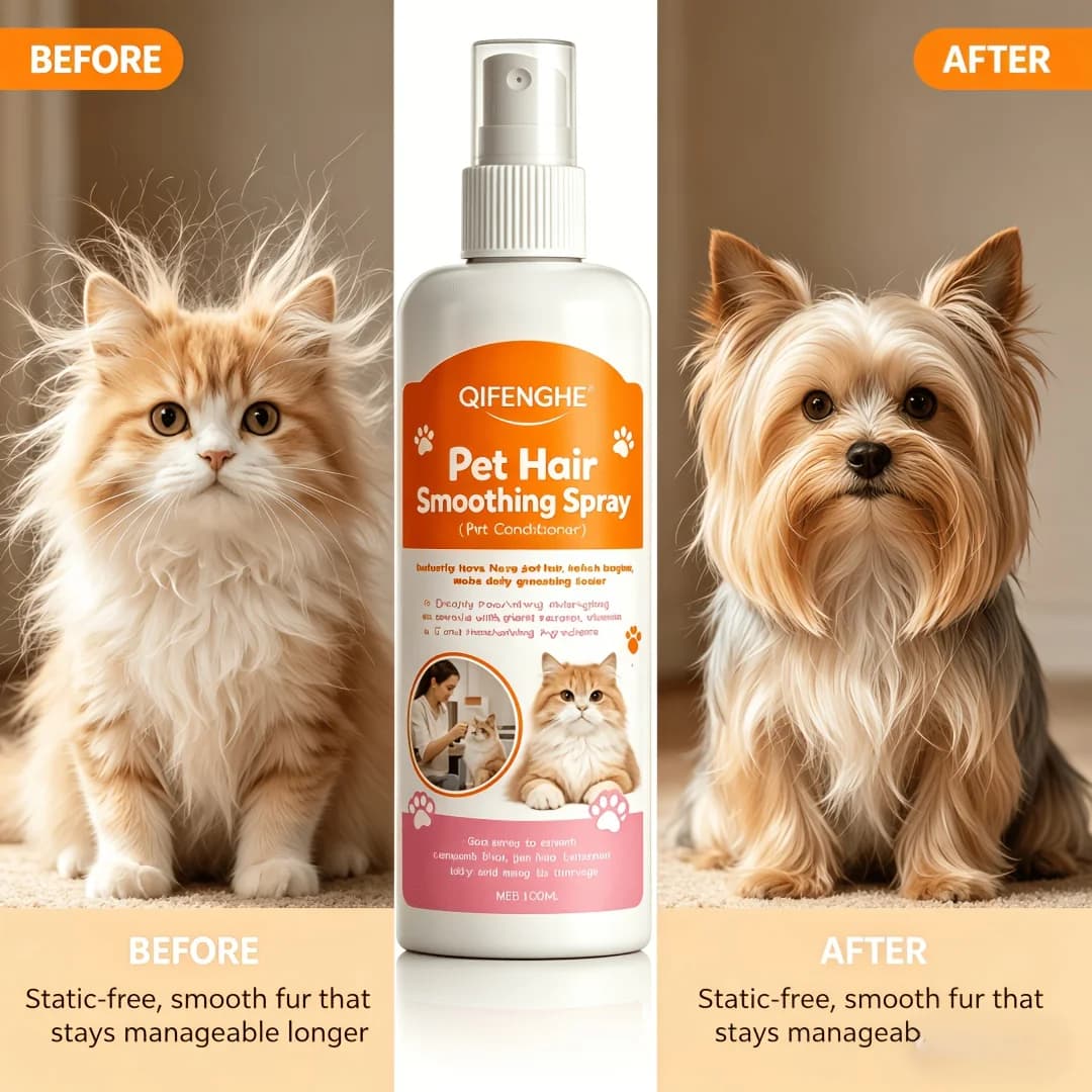 Set Spray Lisciante e Rullo Rimuovi Peli per Cani e Gatti, Spray Antistatico Districante + Rullo Rimuovi Peli Riutilizzabile per Animali Domestici