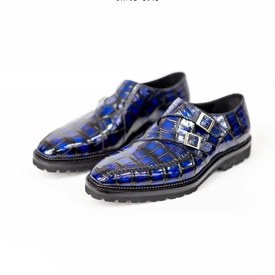 CWV nuove scarpe formali da uomo fatte a mano Pennello da colorare coccodrillo Scarpe da uomo Business British Monk Shoes Banchetto maschile