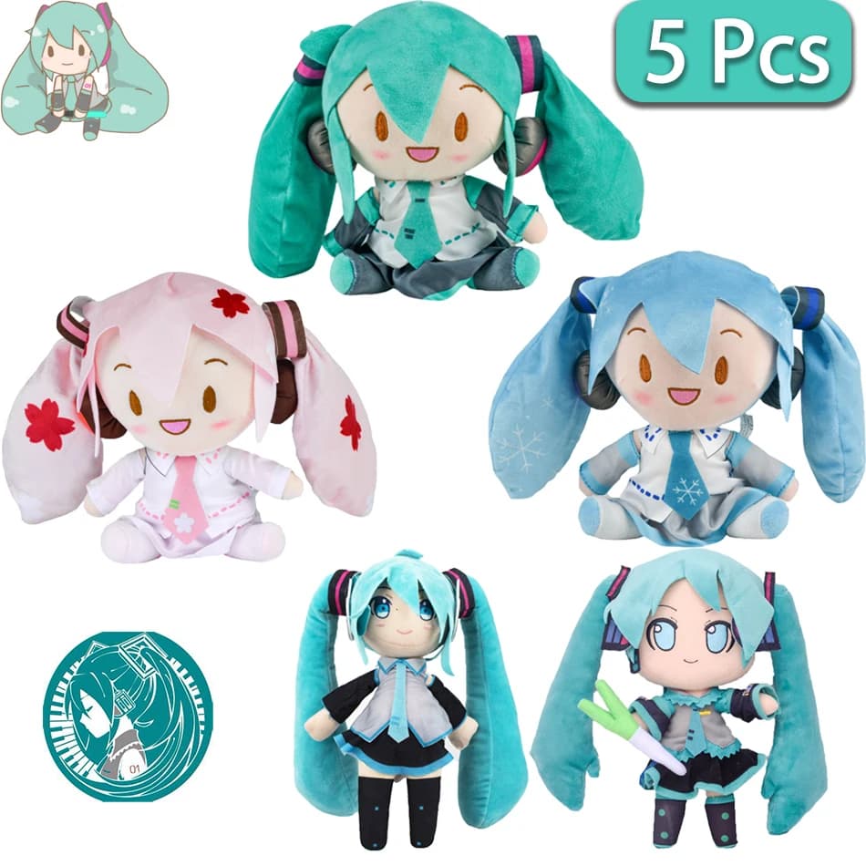 Cartone animato 20 cm Hatsune Miku peluche bambola giocattolo Anime sakura Miku neve Miku personaggio Kawaii postura seduta Fufu regalo di Natale per bambini