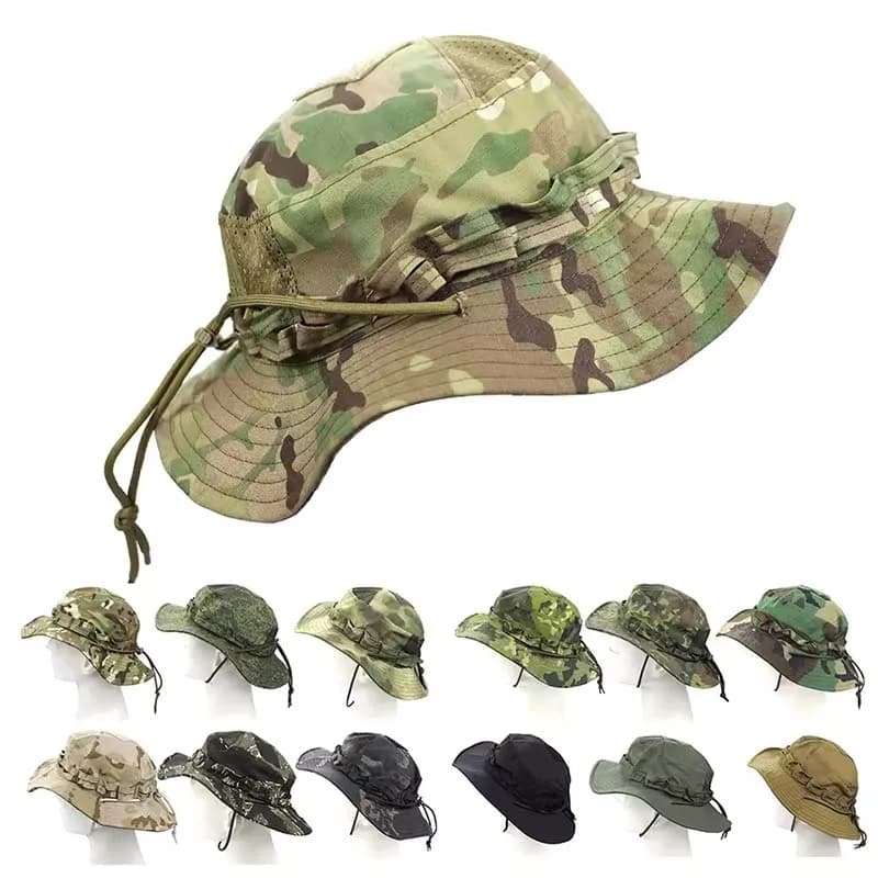 Cappelli Boonie Tattici Mimetici per Campeggio, Arrampicata, Pesca, Escursionismo, Protezione Solare per Uomo