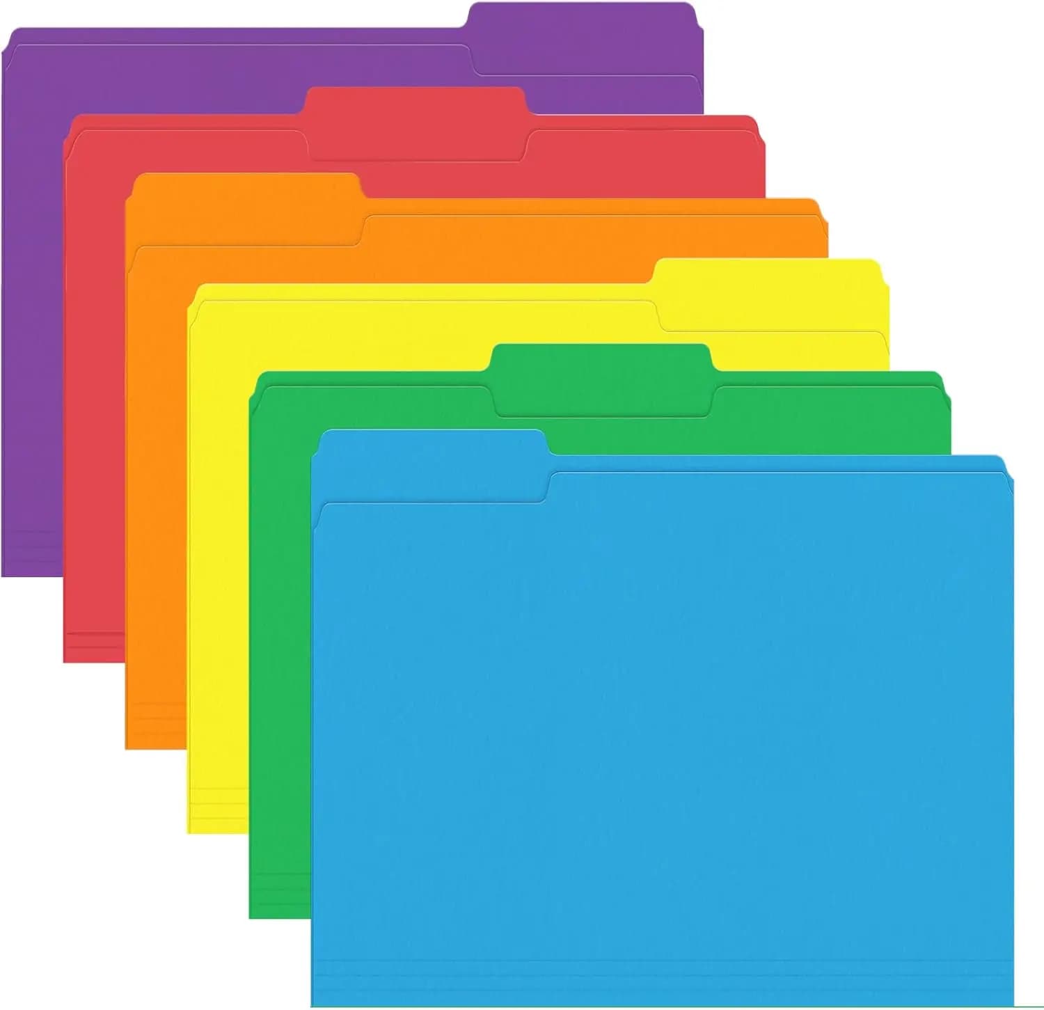 Cartelle Portadocumenti, Confezione da 120 Cartelle Colorate, Linguetta a 1/3 di Spessore, Formato Letter, 6 Colori Assortiti per Ufficio, Scuola e Azienda