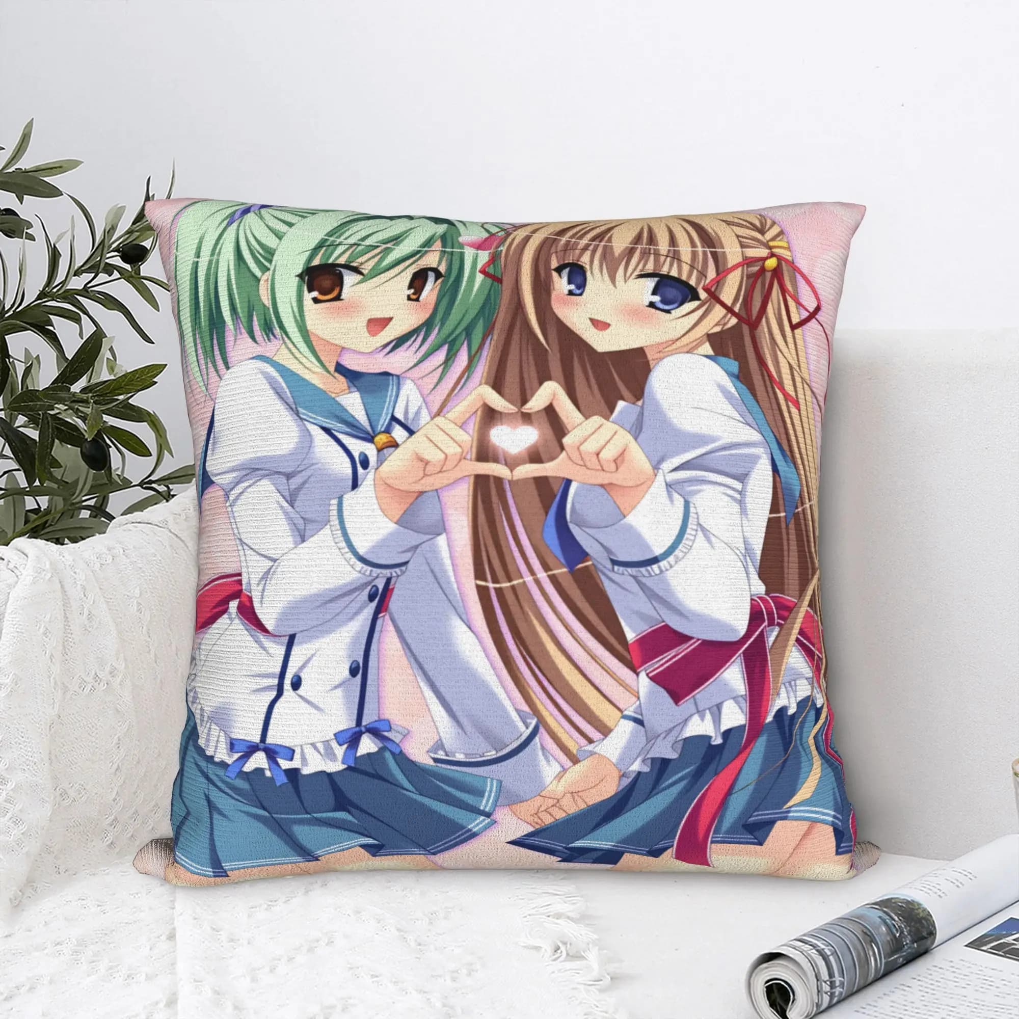 Nekopara Coconut Cinnamon Azuki Federa per cuscino, federa per cuscino divertente e carina, federe morbide per la decorazione della casa e del divano