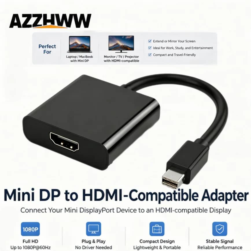 HD 4K/1080P Mini DP To HDMI-compatible Adapter Cable for MacBook Air/Pro Monitor Mini Displayport to HDMI-compatible Converter