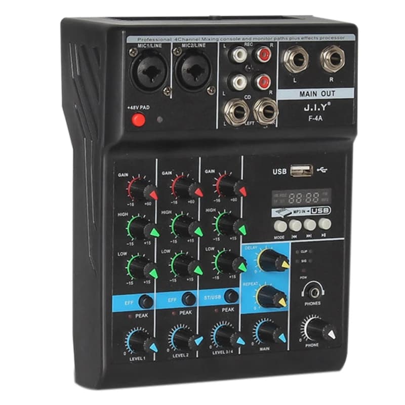 4 - Way Mixer Audio Professional Sound With Card Effects Processor Pro Equipment Mixing Console Usb Portable Video Consumer