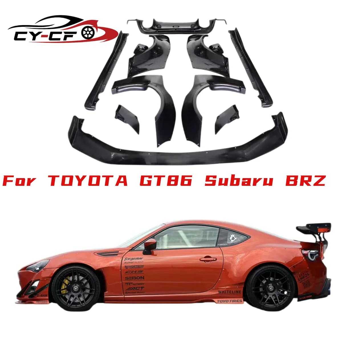 Rockets-B Style Wide Body Kit for Toyota GT86 ZN6 BRZ ZD6 Front Bumper Lip Fenders Side Skirts Rear Diffuser Spoiler Rear Wing