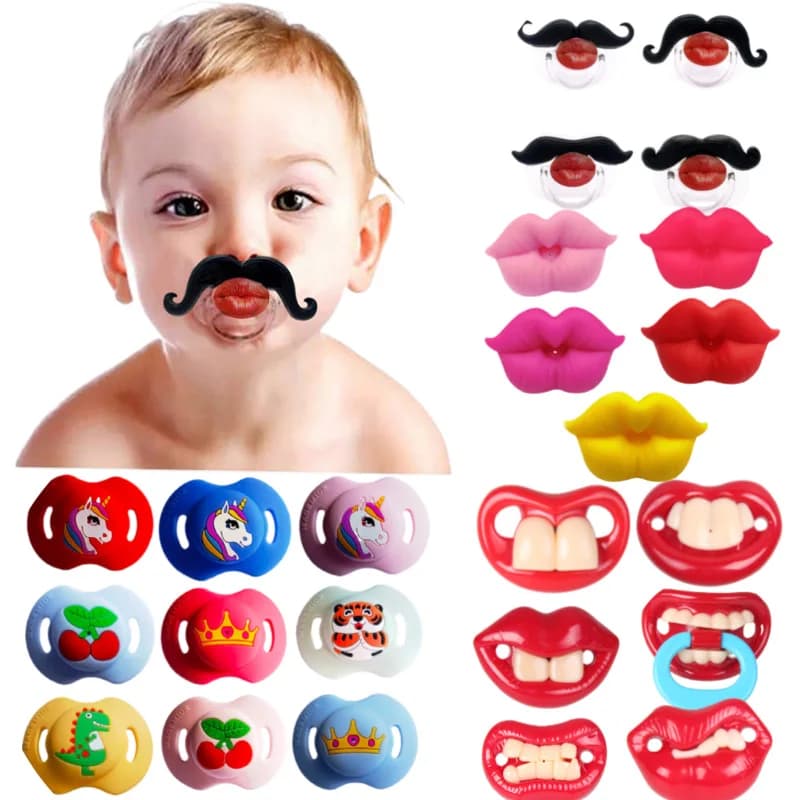 Ciucci divertenti per neonati ciuccio neonato ciuccio in Silicone morbido baffi denti ciuccio unicorno per ragazzi ragazze BPA senza lattice
