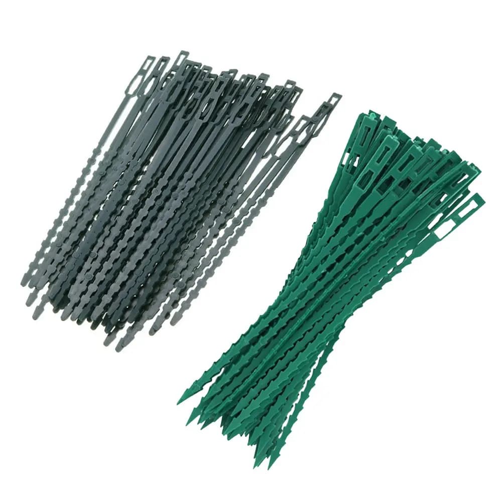 100 Pezzi Fascette per Piante a Forma di Lisca di Pesce, Riutilizzabili, in Plastica, per Supporto di Viti e Verdure, Uso Interno ed Esterno, per Giardinaggio