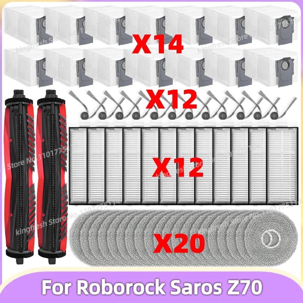 Compatibile con (Roborock Saros Z70) Parti aspirapolvere Spazzola principale/laterale Filtro HEPA Panno Mop Sacchetto Accessori sostitutivi