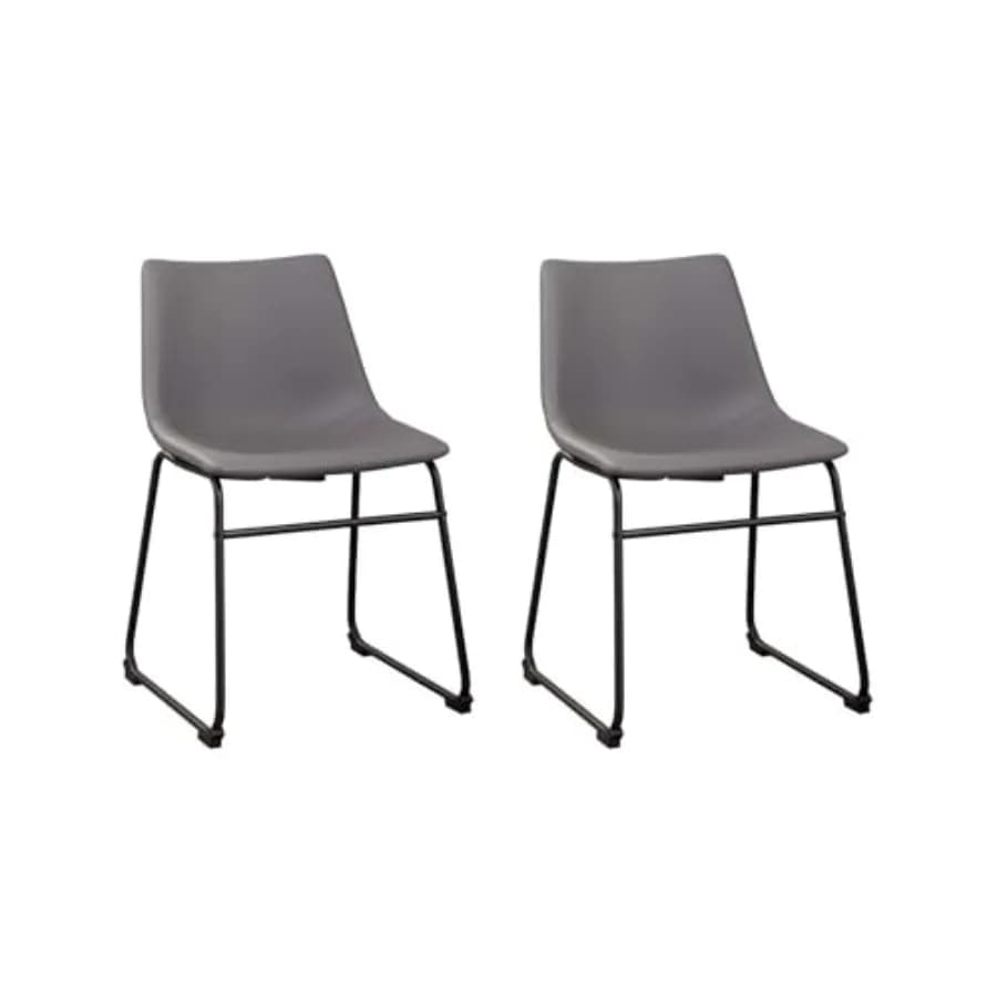 Centiar Lunch Chair with upholstered Seat and Black Metal Base, Set of 2, Ecopelle, Height Sitting 18.75\", Grey