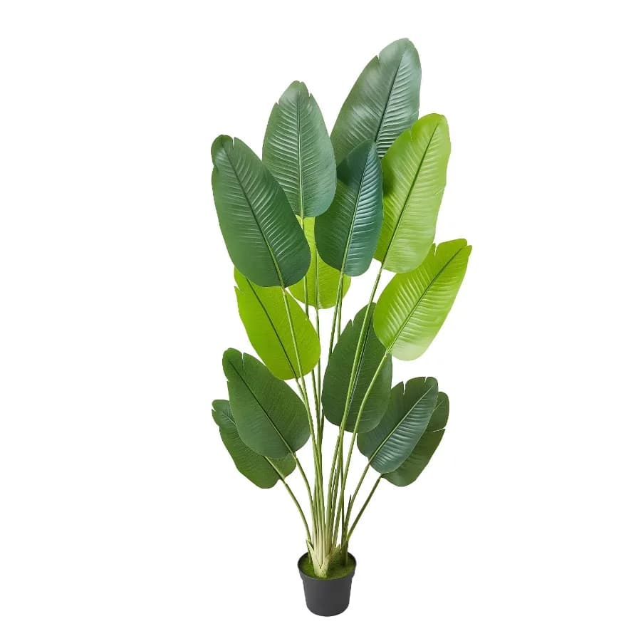 Artificial Bird of Paradise 6 ft Tall Faux Tropical Plant with 13 Stems and White Pot Decorative Silk Tree for Home Office Livi