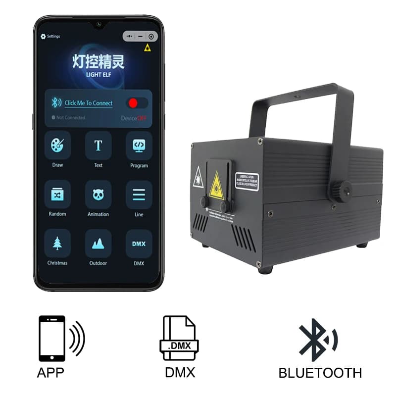 Sunart 2-15W Light Elf App Drawing Laser For Stage Effect With Bluetooth For DJ DiscoNight Clubs Bars RGB Colors DMX Fixture