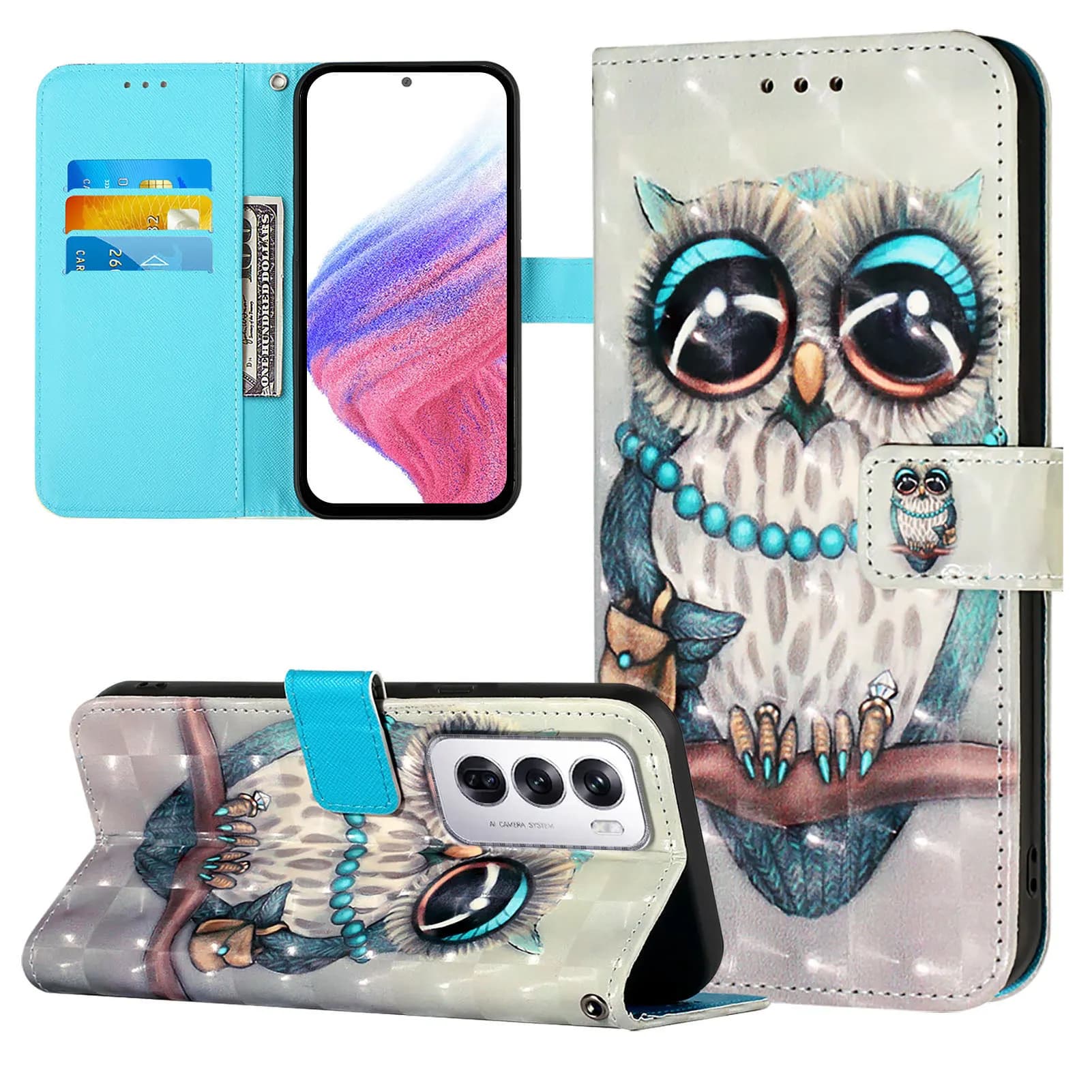 Custodia a libro con pittura 3D per Xiaomi Mi15 Ultra Mi14T Pro Mi14 Mi13T Mi13 Lite RFID Blocco in pelle 3 carte Corda da polso Copertina del libro
