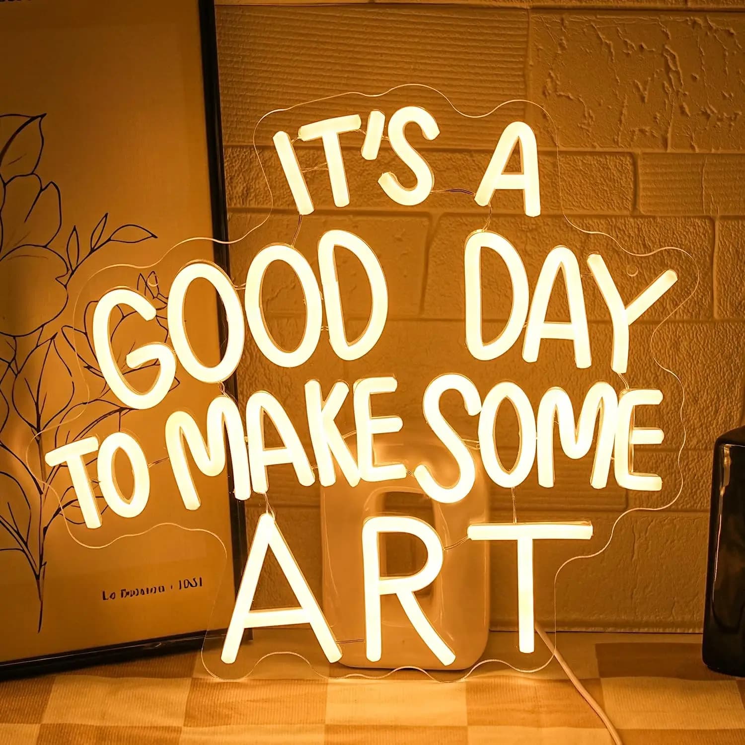 It's A Good Day to Make Some Art Neon Sign USB Powered LED Neon Light for Library Classroom Read Room Bedroom Decoration Gift