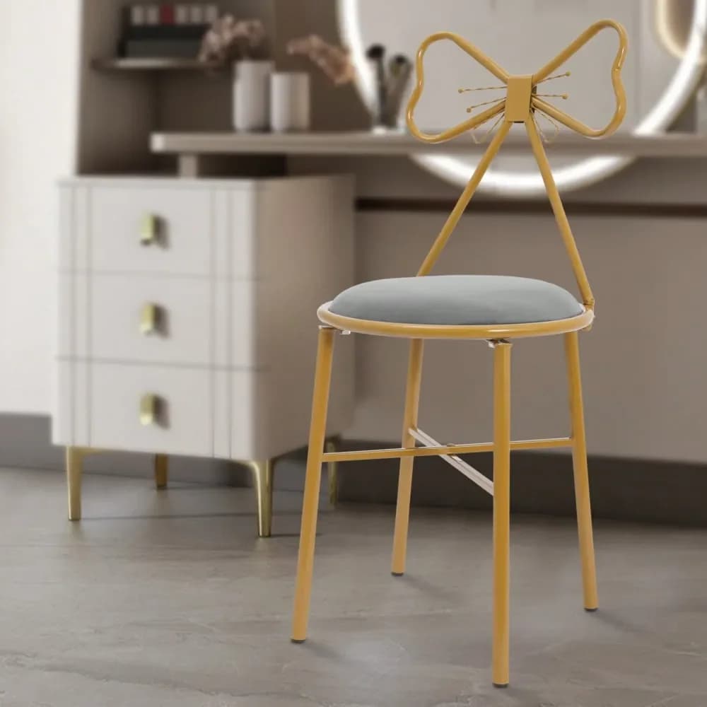 Sedia a farfalla rosa per tavolo da trucco, sedia da toeletta a forma di farfalla con cuscino morbido, elegante sedia da pranzo.