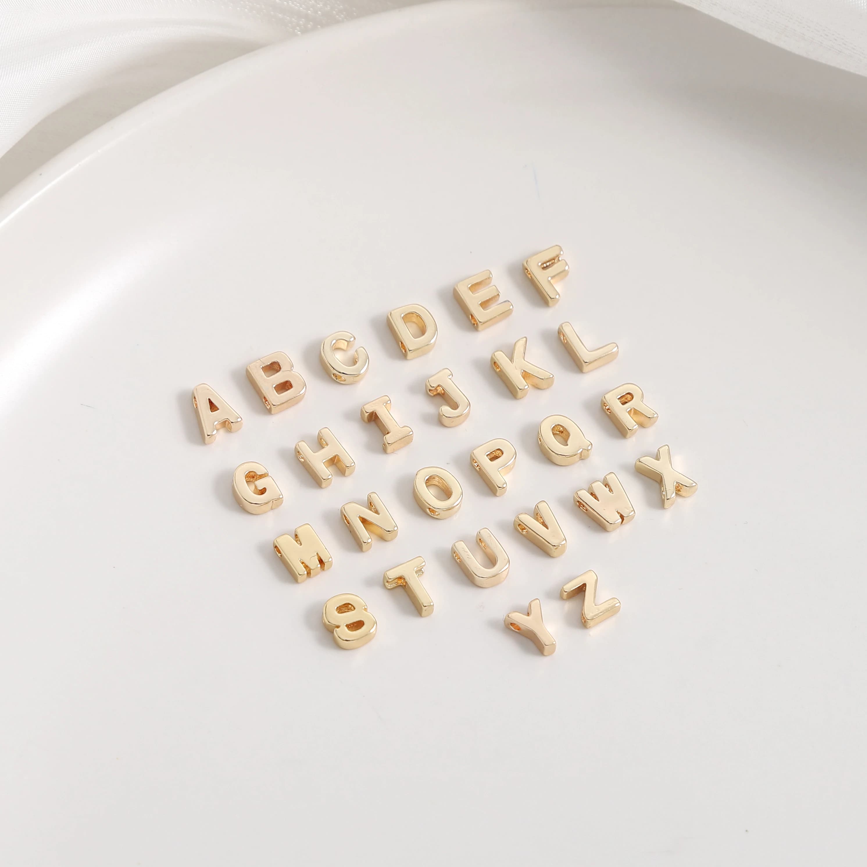 1pc Gold Plated Mini Alphabet Beads 5x6mm Hole 1mm DIY Jewelry Making Supplies for Bracelets Necklaces Earrings