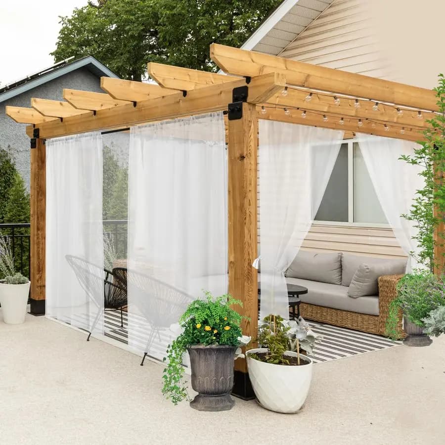 Tende Trasparenti Bianche per Esterni, Impermeabili, 6 Pezzi con Tasca per Asta, Tende in Voile per Interni, per Portico, Balcone, Gazebo