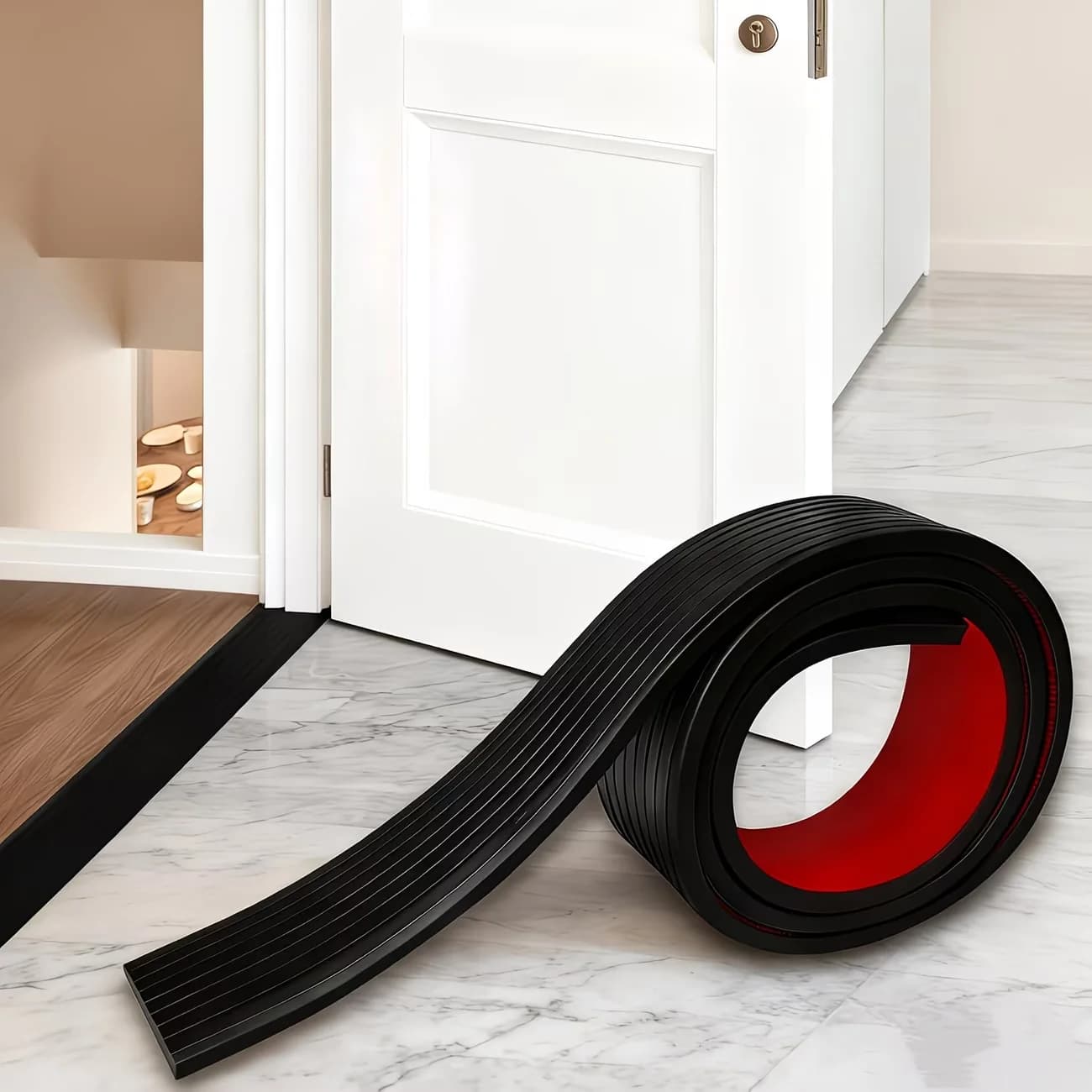 1PC Tappetino per rampa multiuso da 0,9 mx 5 cm, rampa per soglia della porta, autoadesivo, resistente, antiscivolo, adatto per aspirapolvere robotici