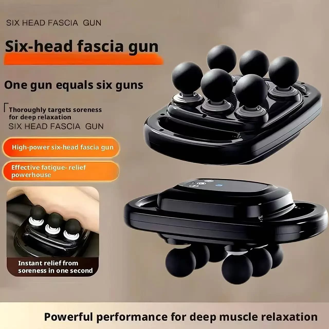 6 Heads Massage Gun Deep Tissue Percussion Massager Electric Muscle Massager For Back Waist Leg Shoulder Sport Gym Fatigue Pain