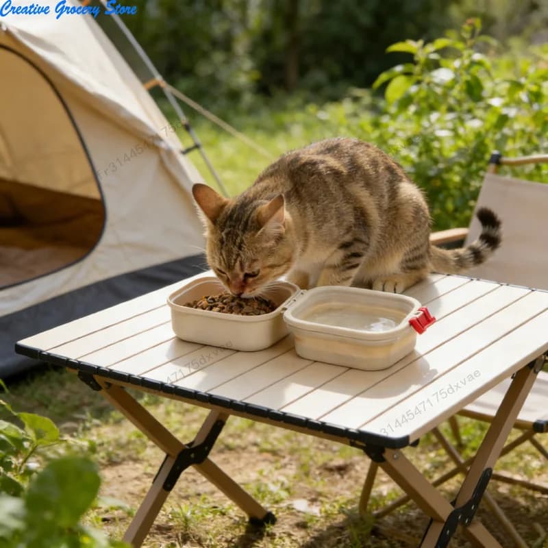 Ciotola Pieghevole a Doppio Strato per Animali Domestici, Nuovo Arrivo, Contenitore Portatile per Cibo e Acqua per Cani e Gatti, Ideale per Viaggi