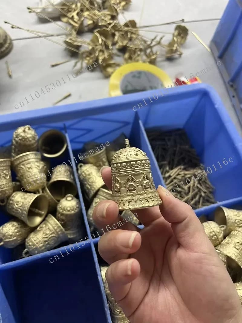 Vintage Engravable Solid Brass Gold-Finished Feng Shui Tibetan Bells Super Loud for Meditation Casting Technique Wedding Ringing