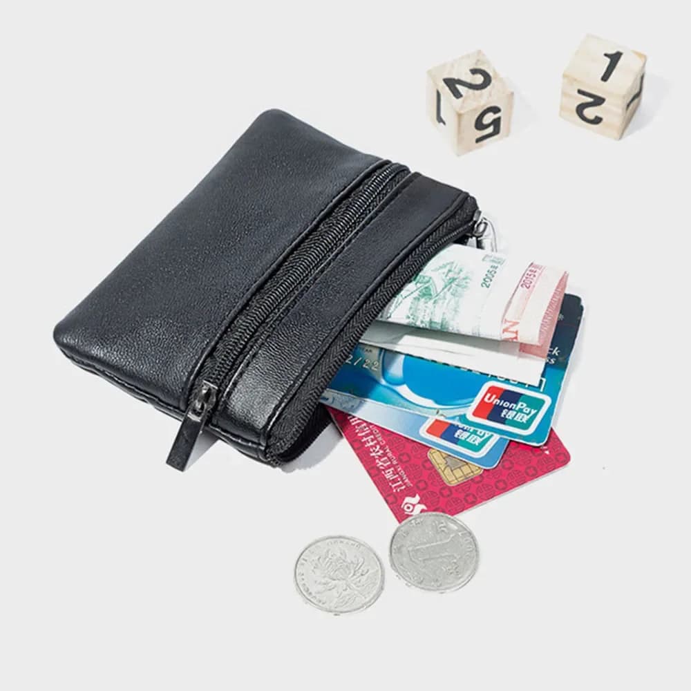 Women's and men's coin purse, small men's purse, wallet, zippered coin holder, money bags, mini children's wallet, leather keychain, cardira
