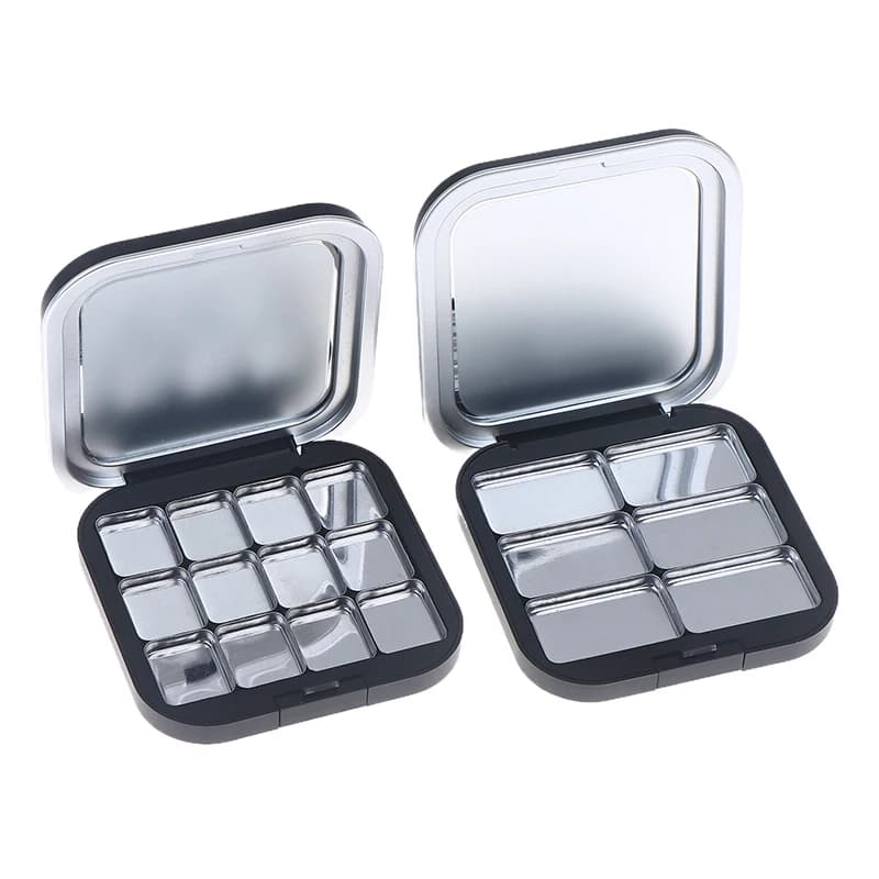 Empty Square Makeup Palette Magnetic Suction With Mirror Eyeshadow Blush Matte Black Box With Pan Cosmetic Blush Container