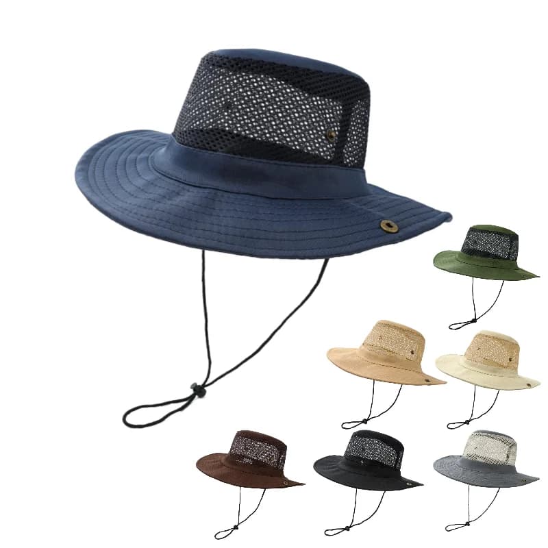 Cappello da Pesca in Rete con Protezione UV, Berretto da Montagna, Cappello da Campeggio e Escursionismo con Ampia Tesa, Accessorio da Viaggio per Uomo
