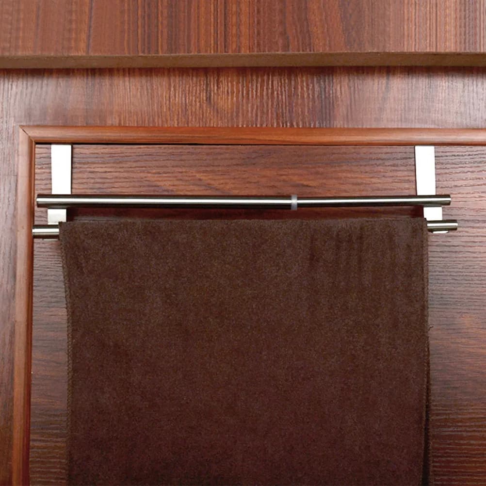 Portasciugamani Retrattile a Doppia Asta in Acciaio Inox da Appendere Sopra la Porta, per Cucina e Bagno, Salvaspazio