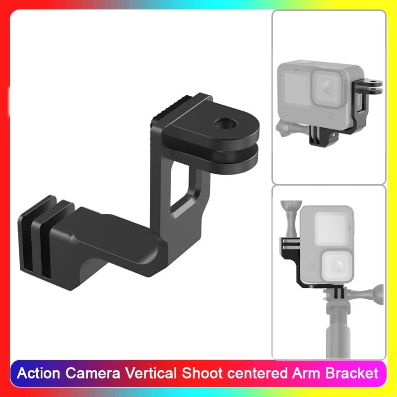 Action Camera Vertical Shoot centrato staffa braccio per Gopro Hero 12 11 10 9 per go pro SJCAM DJI Selfie stick Mount Adapter