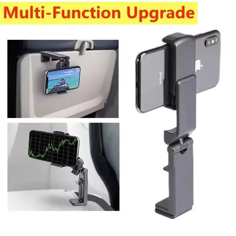 Supporto per Telefono da Aereo Portatile, Stand da Viaggio Pieghevole e Regolabile, Supporto Girevole per Selfie, per Sedile Treno