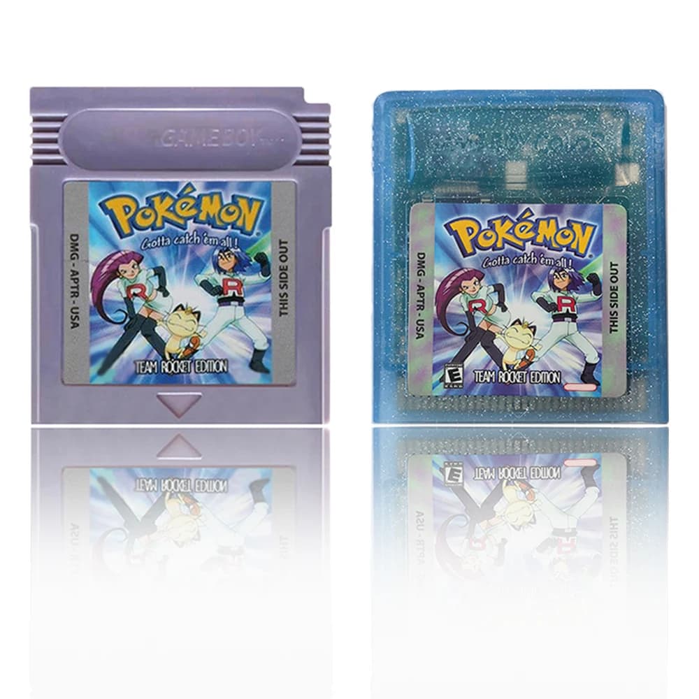 Cartuccia per Console di Videogiochi a 16 Bit, Scheda di Gioco GBC, Edizione Pokemon Team Rocket, Versione USA, Guscio in Cristallo Grigio Ahell