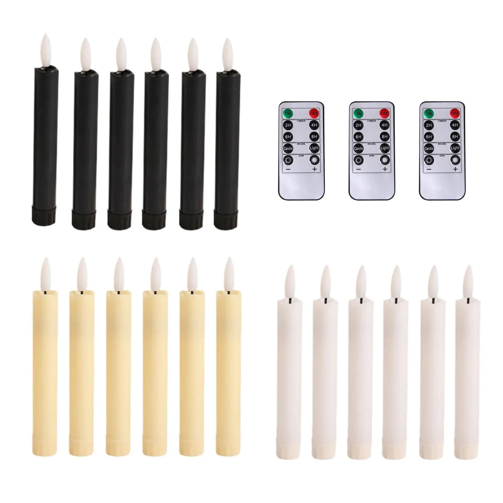 6 LED candles Flameless conical candles with 3D hatch for wedding party