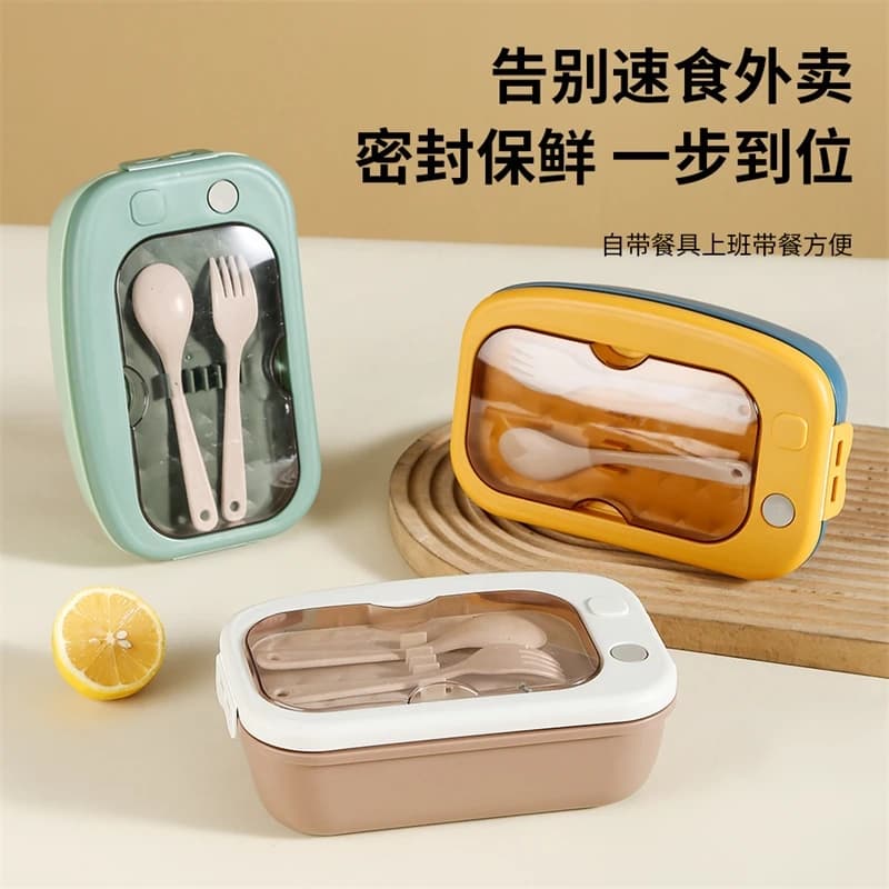 Lunch Box quadrato in plastica con coperchi Scomparto a tenuta stagna Contenitore Bento sicuro per microonde Ufficio Casa Scuola Preparazione dei pasti