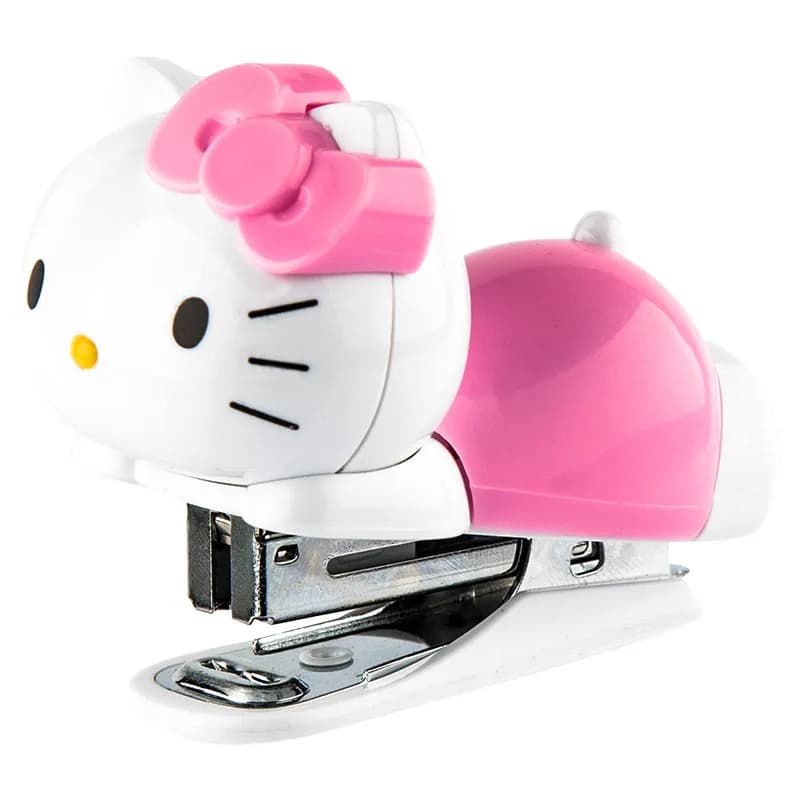 Mini Cucitrice Hello Kitty Kawaii Anime Rosa e Bianca, Design Carino con Personaggio dei Cartoni Animati, Accessorio da Scrivania per Ufficio