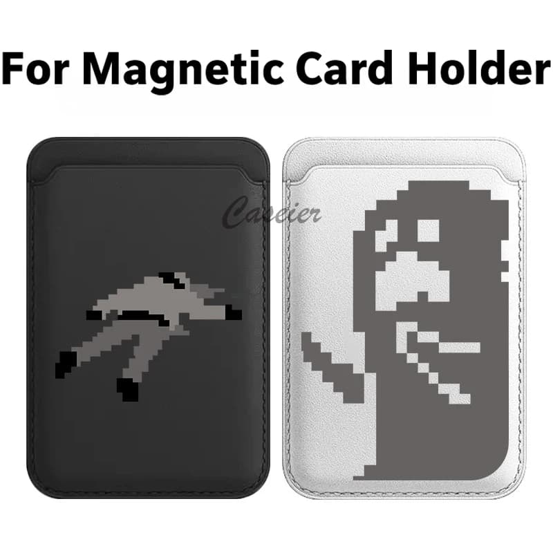 Magnetic Leather Wallet with Motive Mosaic Cartoon for iPhone 17 16 14 Pro Max and Samsung Galaxy S25 S24 Ultra, Card Holder, Telephone Accessories