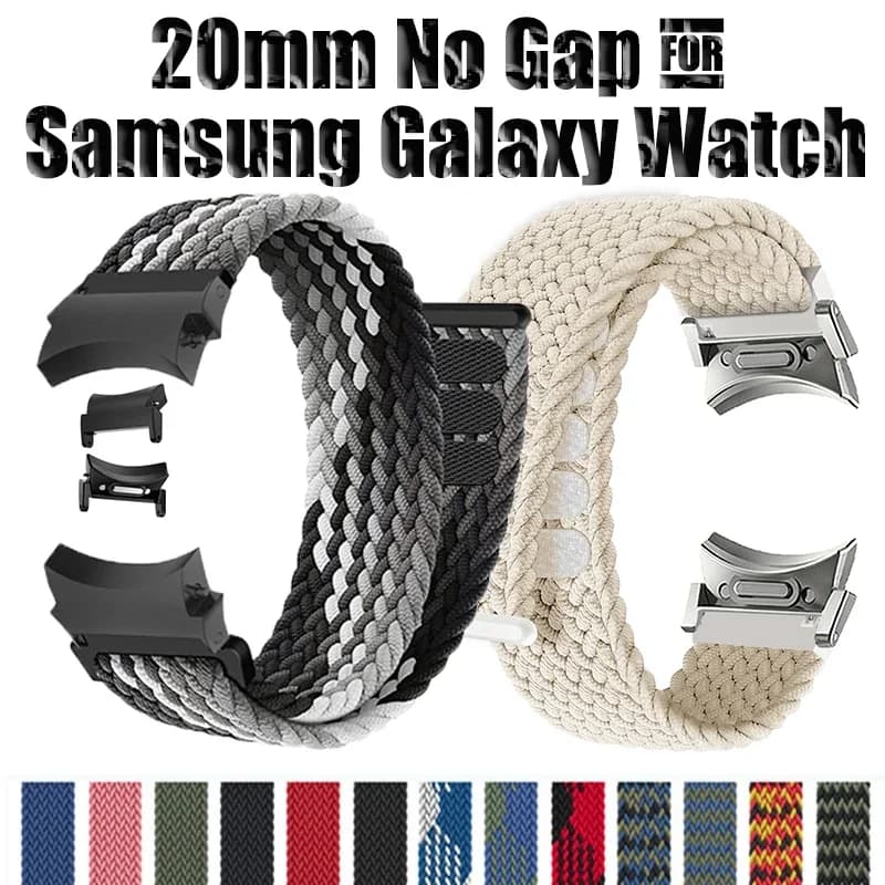 20mm No Gaps per Samsung Galaxy Watch 4 6 classic/5 pro 47mm 43mm 44mm Cinturino intrecciato VELCRO Quick Fit per Samsung Galaxy Watch 6