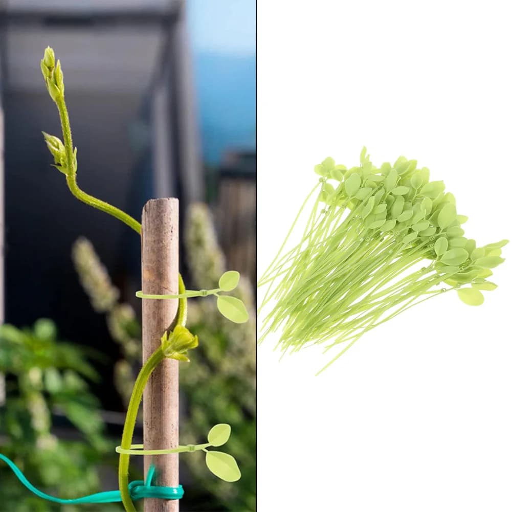 Clip per Piante da Giardino, Fascette per Foglie, Supporto per Giardino in Nylon Verde, Design a Forma di Foglia, Meccanismo di Bloccaggio Semplice