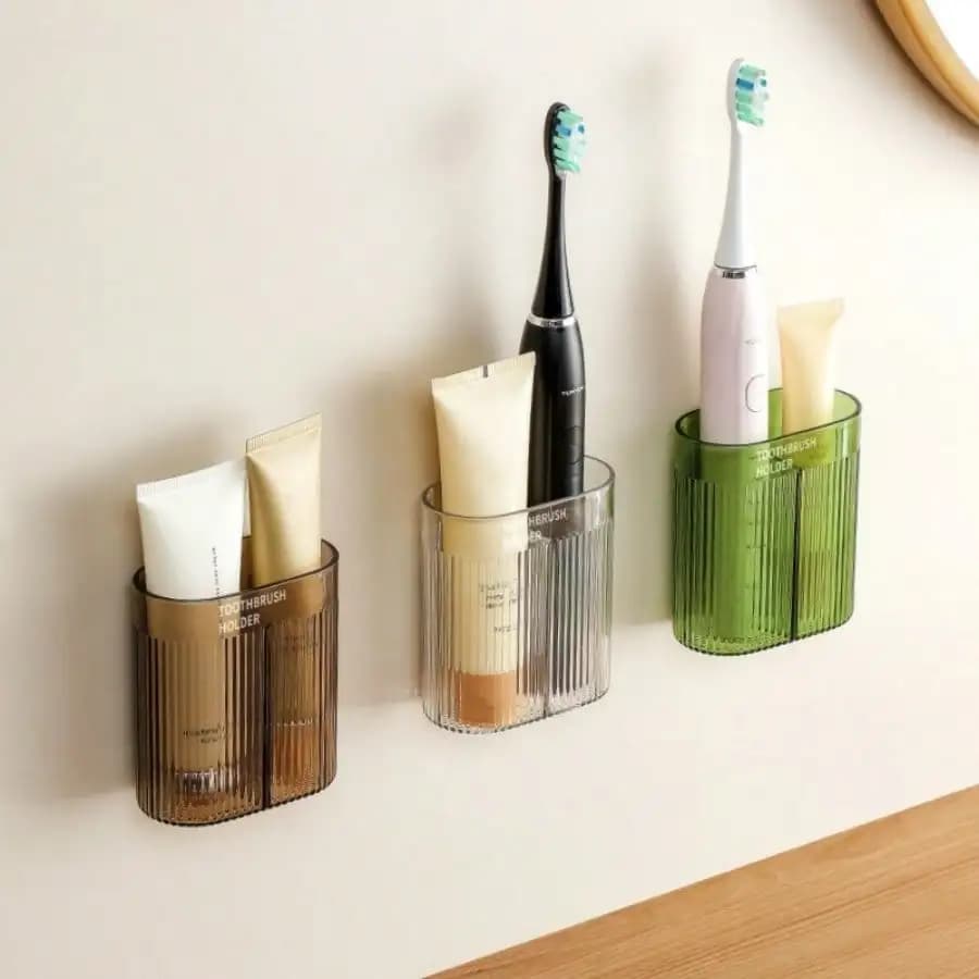 Portaspazzolino elettrico e organizer da parete senza foratura, portaoggetti per spazzolino e dentifricio, decorazione per bagno domestico