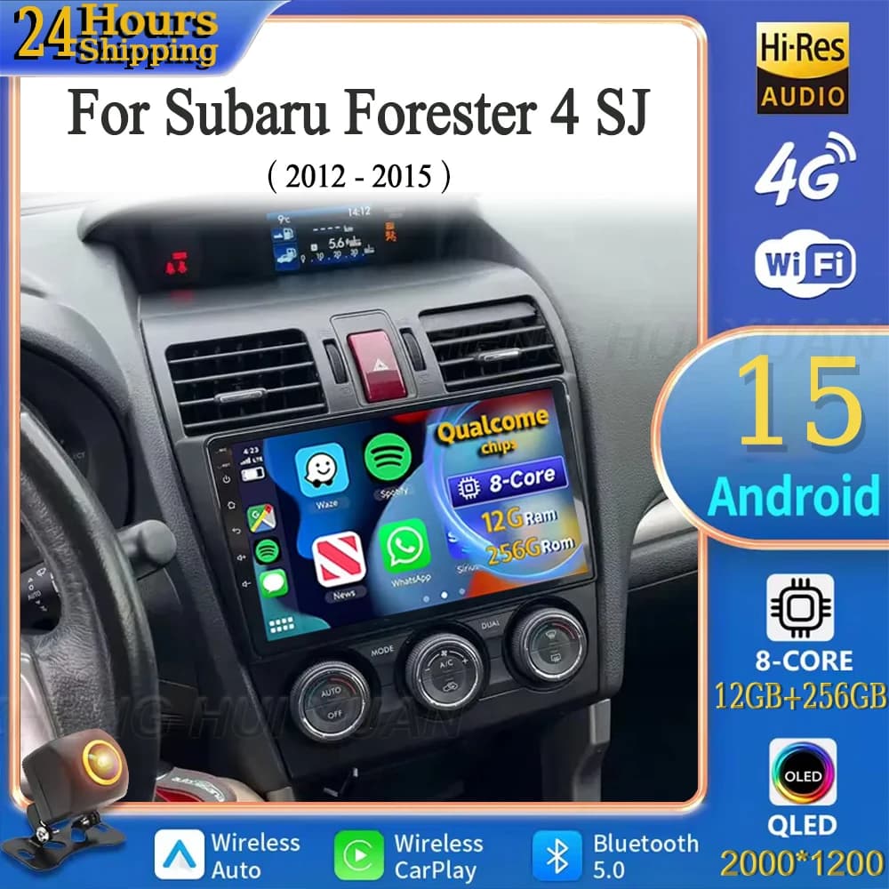 For Subaru Forester 4 SJ 2012 - 2015 Android 15 Car Radio Multimedia Player Android Auto Carplay Head Unit Navigation GPS