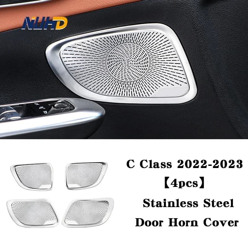 For Mercedes-Benz Class C GLC 2022-2024 Interior cladding accessories 4 pieces Wall stickers for clacson cover for stainless steel car door