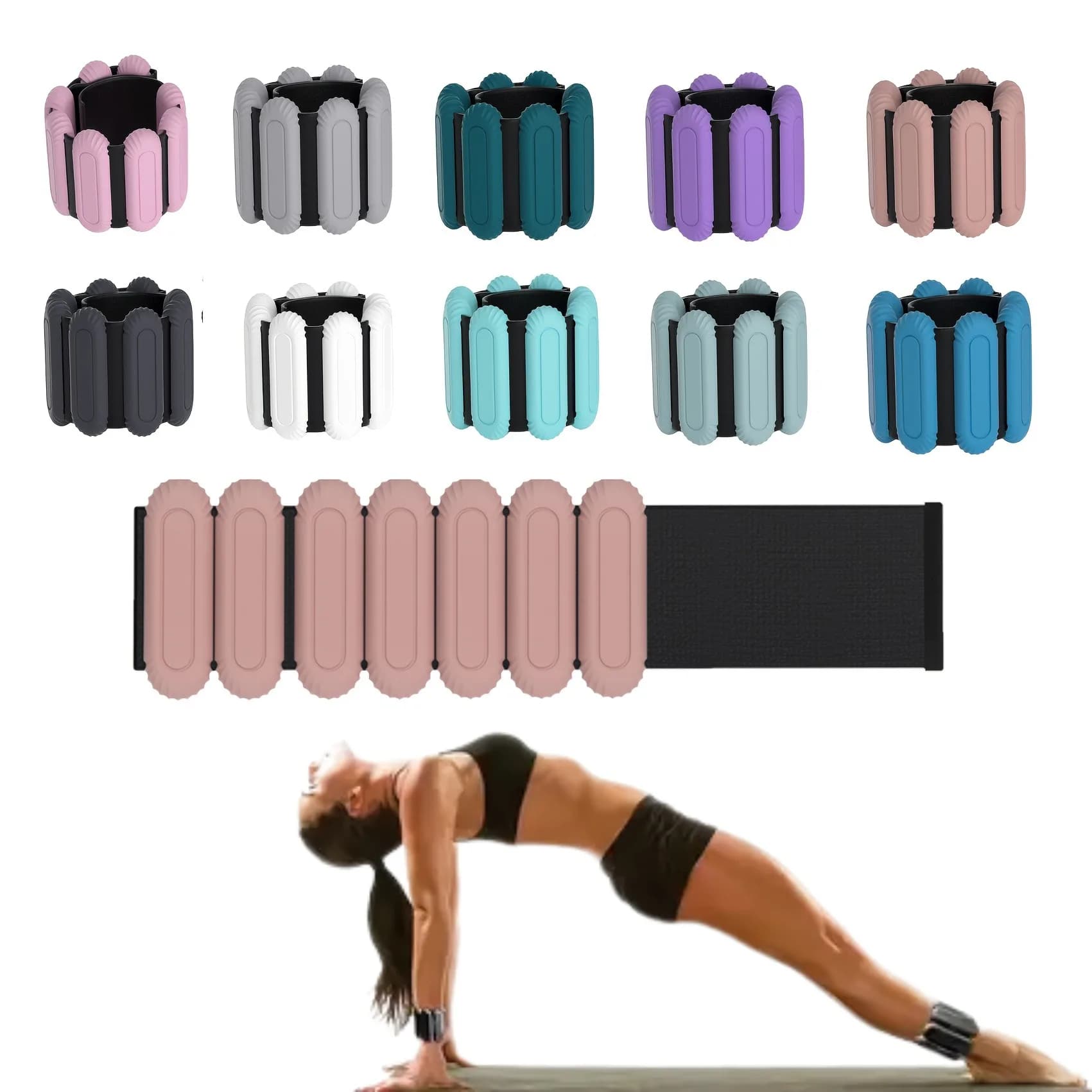Adjustable Ankle and Wrist Straps, 1 Pair (520g), Unisex, Black Velcro, Suitable for Home Gym, Pilates Running, Strength Train
