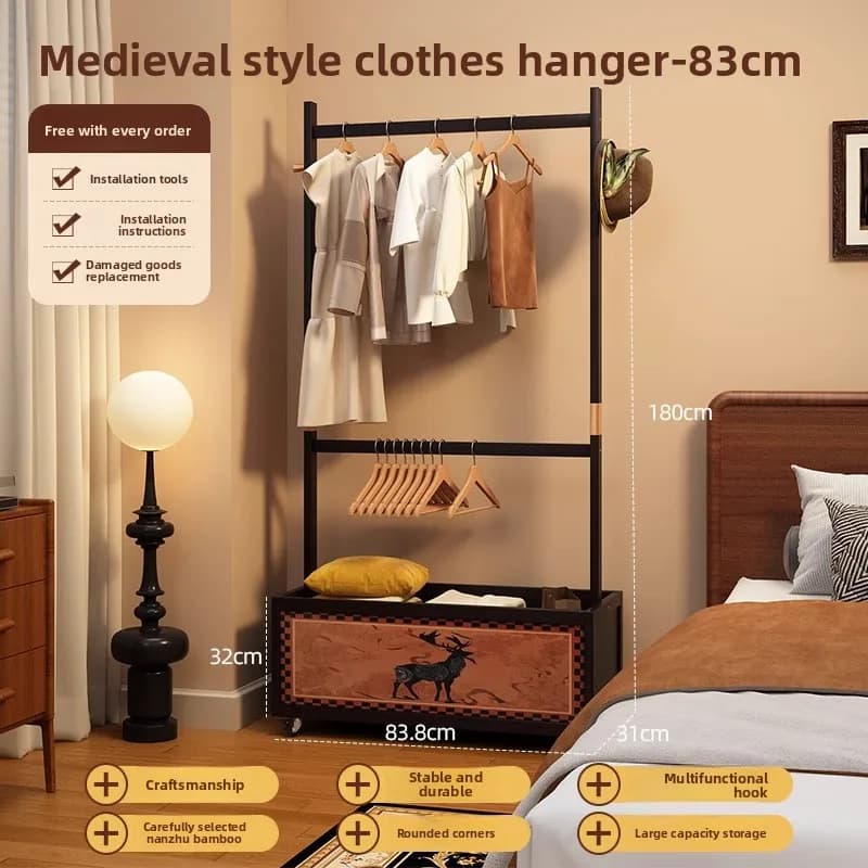 Appendiabiti da terra mobile per camera da letto, stile medievale, per riporre vestiti - Articoli per la casa