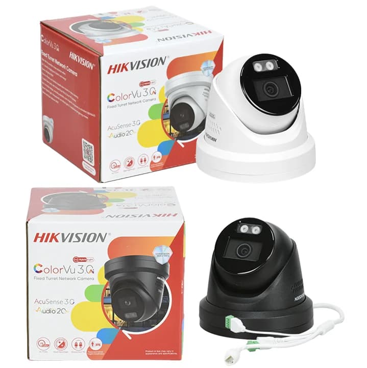 Telecamera Turret Hikvision 4K ColorVu PoE con Dissuasione Attiva 130dB, WDR, Luce Ibrida Intelligente, Audio Bidirezionale, Rilevamento AI, Anti-Corrosione