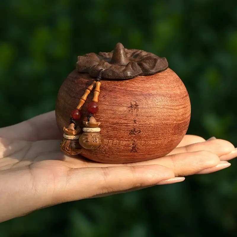 MOYU Diffusore di aromaterapia in legno naturale fatto a mano Cachi Ruyi Decorazioni per la casa per auto Ornamento di olio essenziale Collezione regalo fortunato Zen