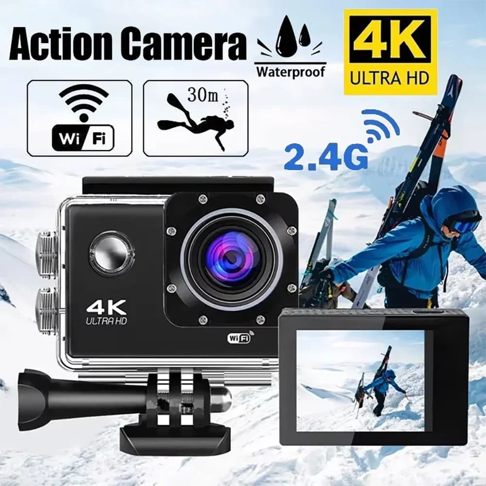4K Action Camera 1080P/30FPS WiFi 2.0 "170D Underwater Waterproof Helmet Video Camera Recording Camera Sports Mini Cam Outdoor
