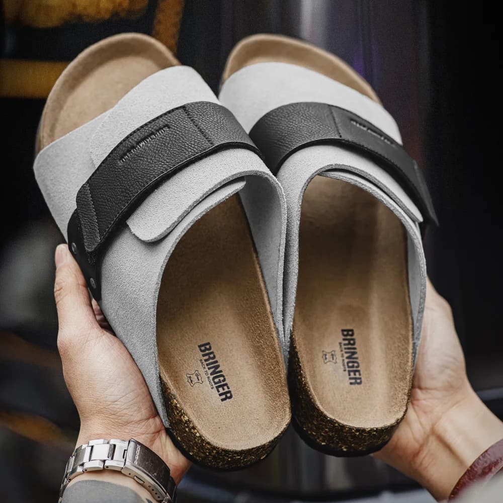 Maden Men's Slip-On Sandals 2025 Summer New Cork Outdoor Casual Magic Tape Going out Slippers oes Comfortable Flat Heel